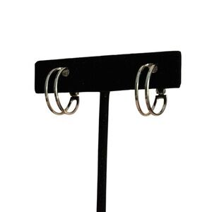 Vintage Crown Trifari Double Hoop Clip-On‎ Earrings